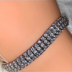 Tennis Bracelet 925 SS 3 Row CZ